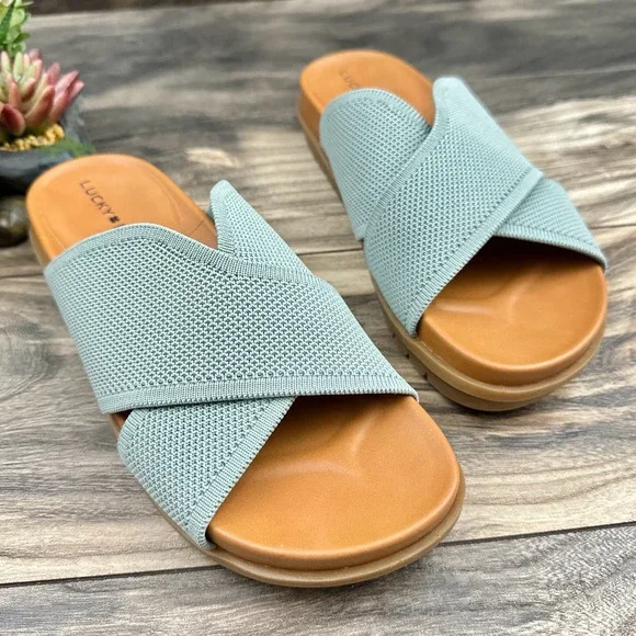 NIB Lucky Brand Sieko 7.5M Knit Woven Slip On Platform Slide Sandals - Picture 4 of 11